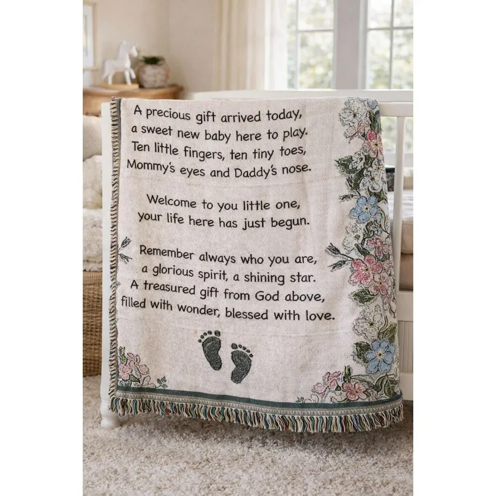 Vintage Collections Etc Baby Blessing Blanket Nursery Poem Woven Throw Newborn